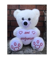 kalp tutan seni seviyorum yazılı beyaz peluş ayı 40 cm