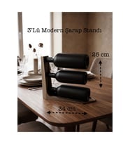 3'lü Şarap Standı Rafı - Masa Üstü Şaraplık 25x34 cm BRONZ