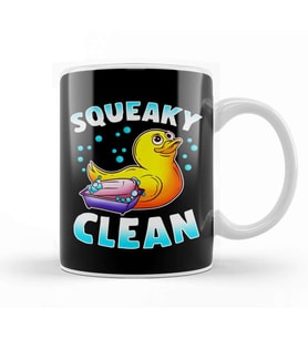 Cute Squeaky Clean Rubber Duck Bath Time Duckling Kupa Bardak Porselen