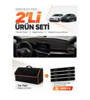 CUPRA LEON (2020-2026) Uyumlu Torpido Örtüsü + Tay Tüyü Bagaj Çantası + Sticker Seti - Siyah Kahverengi