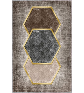Eliana Home Baskılı, Yıkanabilir Kaymaz Taban Salon Halısı LNA0167-SM28 100x150 cm (Kahverengi)