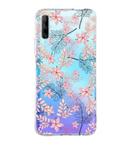 Huawei P Smart Pro Uyumlu Kapak Floral Kırmızı Tasarımlı Şeffaf Silikon Kılıf