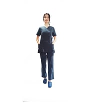 Emel Tekstil Doktor Terikoton Kadın  Likralı Kumaş Koyu Lacivert Takım 4811
