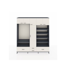 Hyperion Gardrop 18 Raflı 4 Çekmeceli Tek Askılı 220x44x243 Antrasit-Aytaşı/Aytaşı