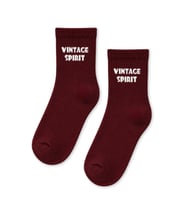 Vintage Spirit Yazılı Bordo Yarım Konç Kısa Çorap