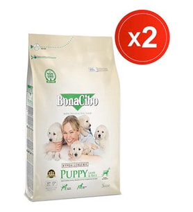Bonacibo Puppy Lamb & Rice 3 kg x 2 Adet Kuzu Etli ve Pirinçli Yavru Köpek Maması