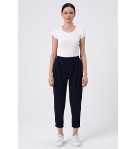 ALEXANDERGARDI BELİ LASTİKLİ ÇİZGİLİ PANTOLON (B22-136A) (Lacivert)
