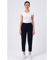 ALEXANDERGARDI BELİ LASTİKLİ ÇİZGİLİ PANTOLON (B22-136A) (Lacivert)