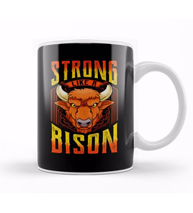 Fierce Strong Like A Bison Wild Animal Strength Kupa Bardak Porselen