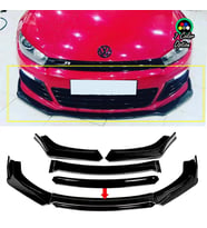Vw Scirocco R Siyah Renkli Şeritli Dilli Ön Lip 4 Prç Parlak Siyah ABS