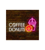COFFEE DONUTS Yazılı ve Şekilli Neon Tabela