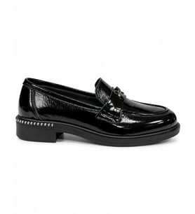 MYFİT SHOES 030 KADIN HAKİKİ DERİ LOAFER AYAKKABI SİYAH KIRIŞIK RUGAN