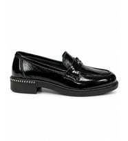 MYFİT SHOES 030 KADIN HAKİKİ DERİ LOAFER AYAKKABI SİYAH KIRIŞIK RUGAN