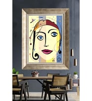 Tablore Modern Soyut Kadın Yüzü Portre Çerçeveli Kanvas Tablo Geometrik Pop Art Duvar Dekoru