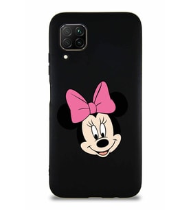 Huawei P40 Lite Soft Premier Kapak Minnie Mouse-C Tasarımlı Silikon Kılıf - Siyah (Şeffaf)