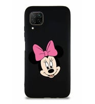Huawei P40 Lite Soft Premier Kapak Minnie Mouse-C Tasarımlı Silikon Kılıf - Siyah (Şeffaf)