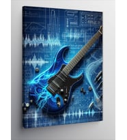 Kanvas Tablo Neon Gitar