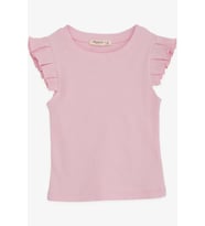 Breeze Kız Çocuk Crop Tişört Kolları Fırfırlı 8-14 Yaş, Pembe