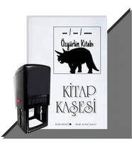 Kişiye Özel  Dinazor Silüeti Tarihli Kitap Kaşesi (Siyah)