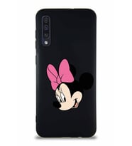 Samsung Galaxy A50S Soft Premier Kapak Minnie Mouse-B Tasarımlı Silikon Kılıf - Siyah (Şeffaf)