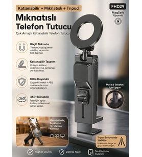 Katlanabilir Manyetik Tripod Telefon Tutucu 7.5 İnç Uyumlu Masaüstü Seyahat Tipi Ayarlanabilir Stand