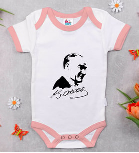 BK Kids Atatürk Temalı Pembe Bebek Body Zıbın-26