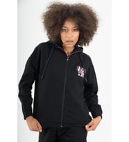 Maraton Sportswear Comfort Kadın Kapşonlu  Uzun Kol Basic Siyah Tracktop 22972