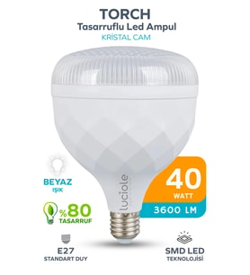 Şerit LED Kristal Torch 40w Yüksek Güçlü SMD LED Ampul - Beyaz Işık - E27 Duy - Enerji Tasarruflu