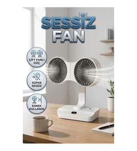 Çift Başlıklı Sessiz Fan – Masaüstü ve Duvara Monte Kullanım