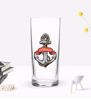 BK Gift Kişiye Özel Renkli Baskılı Çapa Tasarımlı Rakı Bardağı-3 (Beyaz)