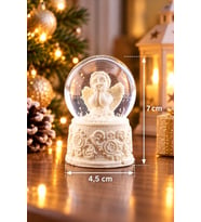 Dekoratif Işıklı Kar Küresi Mini Boy Nostaljik Melek Figürlü Yılbaşı Ve Doğum Günü Hediyesi 7x4.5CM