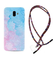 Samsung J6 Plus J7 Prime J7 Pro M20 Kılıf Boyun Asklı Rasta Silikon Pink Blue Abstract 1385