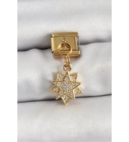 Mey İthalat® 316L Çelik Sallantılı Zirkon Taşlı Yıldız Model Renk Nomination Charm