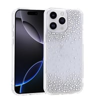 iPhone 16 Pro Max Kılıf Airbag Tasarımlı Damla Taşlı Şeffaf Pera Silikon Kılıf