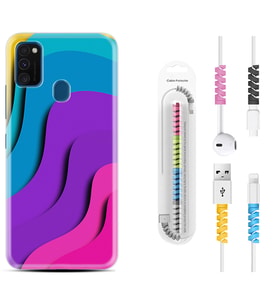 Samsung M21 M22 M23 M30 M31S M32 Kılıf Kablo Koruma Spiral Silikon Renk Cümbüşü 1631