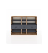 Hyperion Dolap 9 Raflı 3 Çekmeceli  220x44x163 Çam-Antrasit