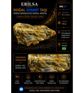 Sertifikalı Doğal Kyanit Taşı Ham Kristal Dekoratif Mineral Kaya No 27
