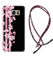 Samsung S7 Edge S20 Fe Plus Ultra S21 S22 Kılıf Boyun Asklı Rasta Silikon Pink Flowers 3 1393