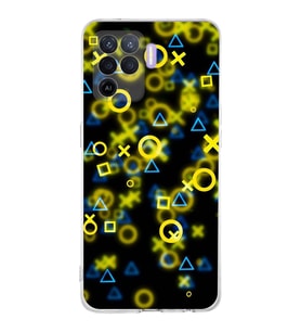 PrintiFy Oppo A94 Uyumlu Kamera Korumalı Semboller Tasarımlı Şeffaf Silikon Kılıf