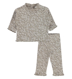 Civil Baby Mini Çiçek Baskılı 6-18 Ay Takım - Bej (Koyu Vizon)