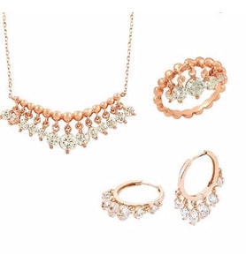 Söğütlü Silver Rose shakira zirkon taşlı üçlü set