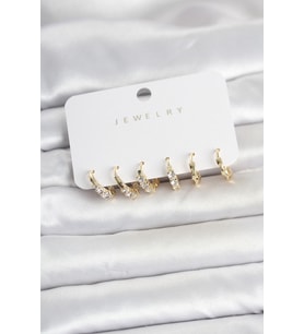 Pirinç Gold Renk Zirkon Taşlı Kadın Küpe Seti 5886 - EEEEEE5868-7189