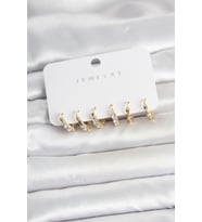 Pirinç Gold Renk Zirkon Taşlı Kadın Küpe Seti 5886 - EEEEEE5868-7189