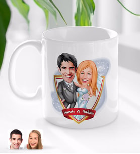 BK Gift Kişiye Özel İsimli Evleniyoruz Karikatürlü Beyaz Kupa Bardak-5