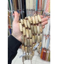 Tibet Akik Taşı Silindir Kesim Krem 12x40mm Doğal Taş Dizi