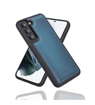 Bouletta Samsung Galaxy S22 Uyumlu Deri Arka Kapak BRN4EF Mavi