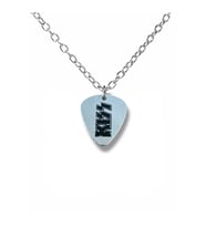 KISS Rock Grubu Pena Şeklinde Çift Taraflı Rock İşaretli Metal Zincirli Unisex Kolye (Gümüş)