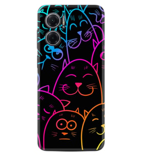 Xiaomi Redmi Note 11E Kılıf Silikon Desen Özel Seri Neon Cats 1790