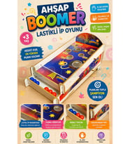Ahşap Boomer Lastikli İp Oyunu - Pinball Oyunu - Deliğe Top Atma Oyunu - Pinbal Ahşap Oyuncak - Boom