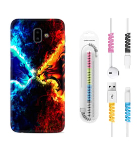 Samsung J6 Plus J7 Prime J7 Pro M20 Kılıf Kablo Koruma Spiral Silikon Red Blue Leon 1714